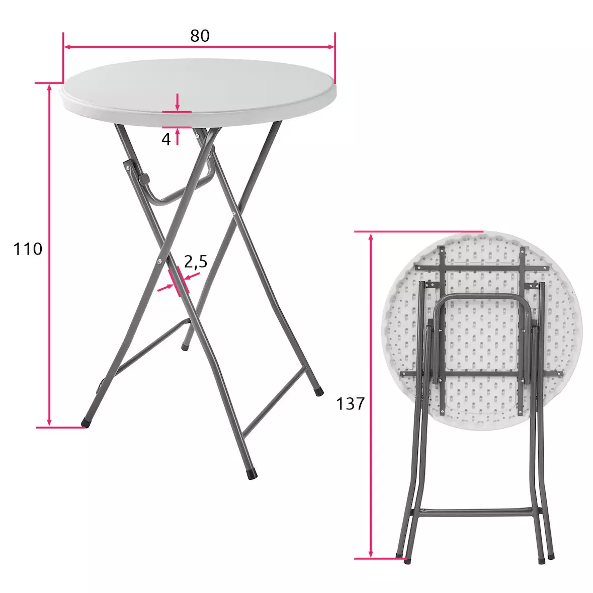 Mange-debout pliant diamètre 80
