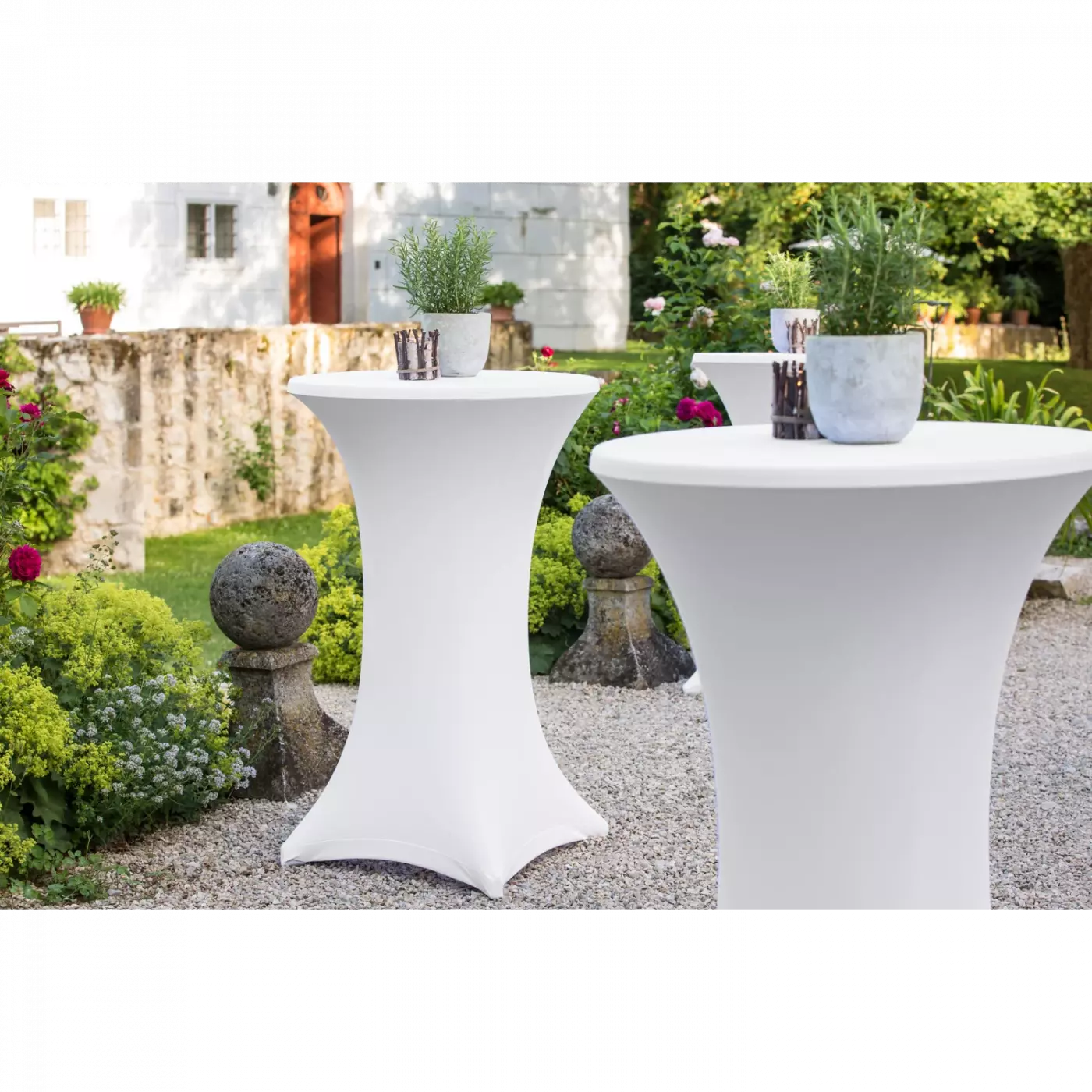 Mange-debout pliant diamètre 80 avec housse noire ou blanche