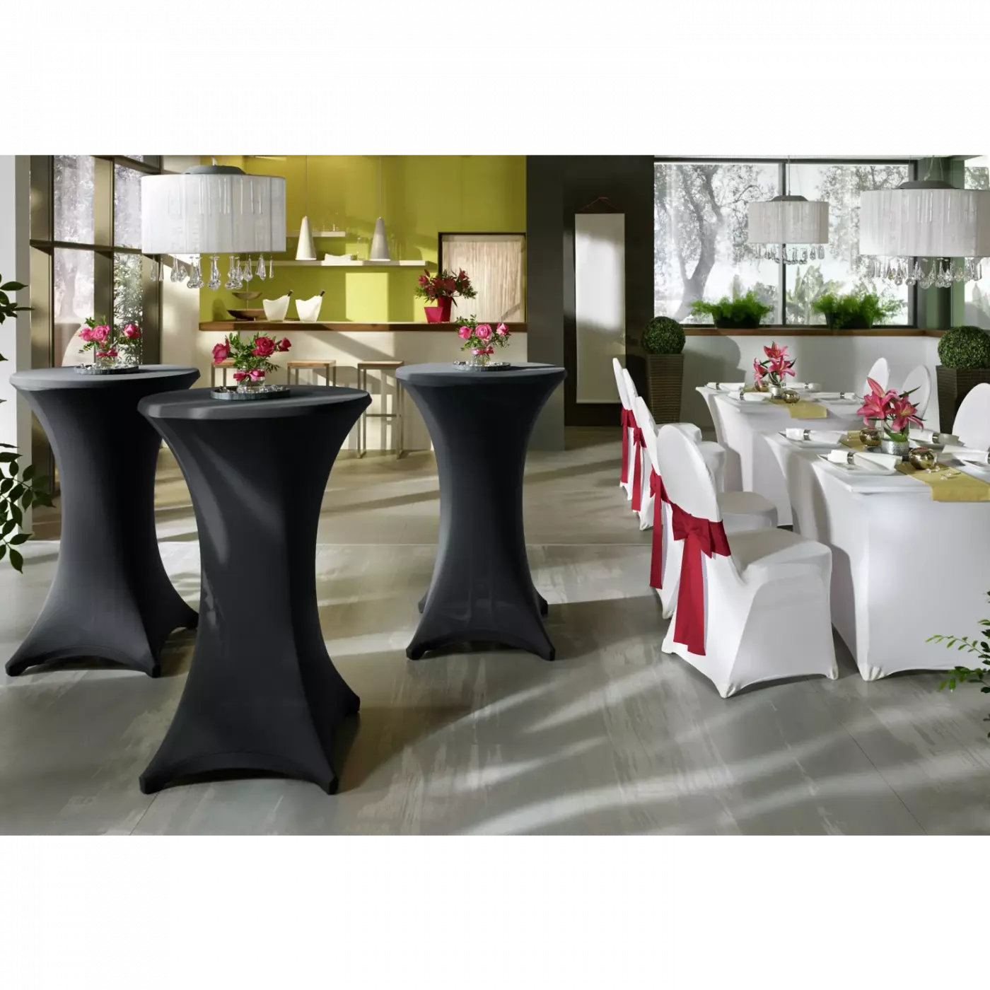 Mange-debout pliant diamètre 80 avec housse noire ou blanche